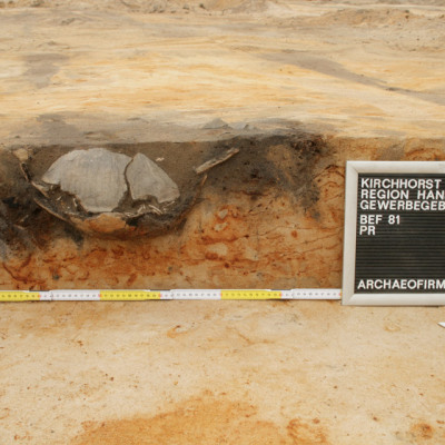 Zerdrücktes Urnengrab mit Deckschale